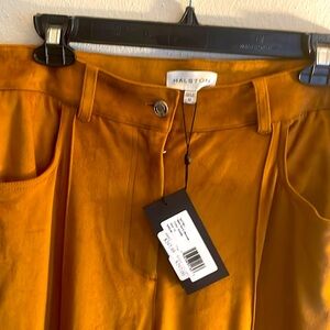 Halston Heritage Saddle (Tan) Boot Cut Flare Pants, Real Premium 100% Suede.
